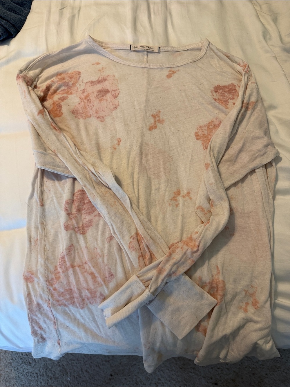 FREE PEOPLE SMALL Light Pink Long Sleeve Floral Print Top